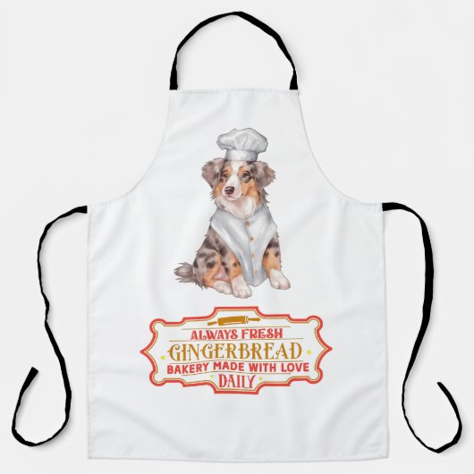 Tablier Australian Shepherd Baking Gingerbread (Recto)