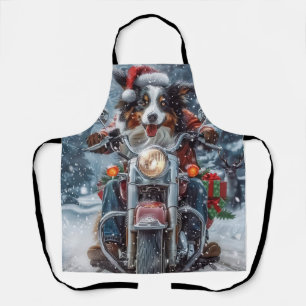 Tablier Australian Shepherd Riding Motorcycle Noël