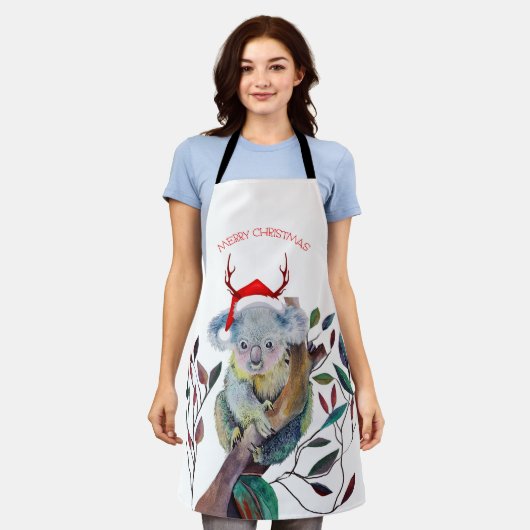 Tablier Australie Noël Koala Santa Hat Rouge Vert (Porté)