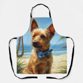 Tablier Australien Terrier On Beach amoureux des chiens ca (Recto)