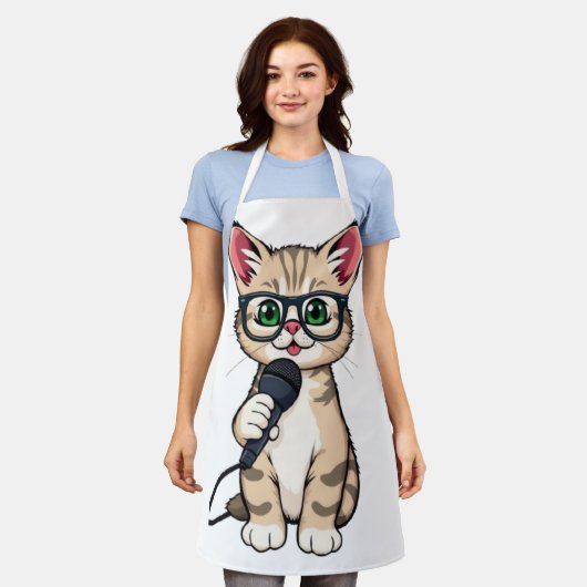 Tablier "Autocollant de dessin adorable Kitten Reporter" (Porté)