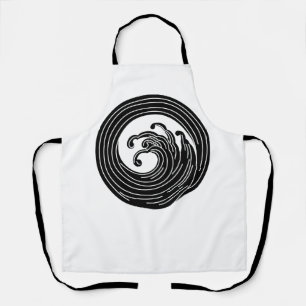 Tablier Autocollant rond classique en cercle de vague en f