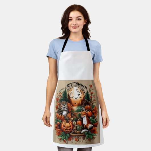 Tablier Automne Animaux et Citrouilles (Porté)