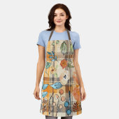 Tablier Automne Apron avec plaid et design floral automne (Porté)