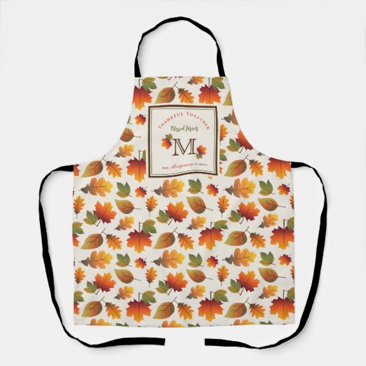 Tablier Automne/Automne Feuilles Famille Monogramme Action (Recto)