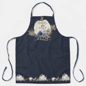 Tablier Automne Blanc Citrouille Russe Feuille Marine Bleu (Recto)