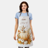 Tablier Automne Boho Aquarelle Citrouille Bonne Automne Y' (Porté)