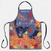 Tablier Automne Chat noir Feuille Citrouille Custom Hallow (Recto)