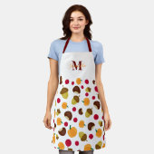Tablier Automne Citrouille Berries Motif Monogramme Nom (Porté)