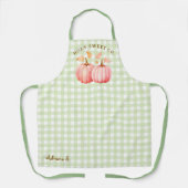 Tablier Automne Citrouille rose et vert En vichy Chef pâti (Recto)