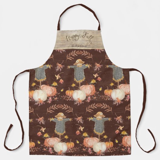 Tablier Automne Citrouilles Scarecrow Happy Fall Nom de fa (Recto)