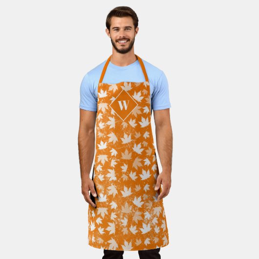 Tablier Automne Feuilles Motif Monogramme (Porté)