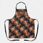 Tablier Automne Floral Cuir Personnalisé (Recto)