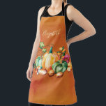 Tablier Automne Moisson Automne Aquarelle Thanksgiving<br><div class="desc">Jolie automne coloré récolte automne abondance de citrouilles et plus. Ajoutez votre propre nom de monogramme. Parfait pour maman,  grand-mère,  ami ou membre de la famille. Belle aquarelle d'art.</div>