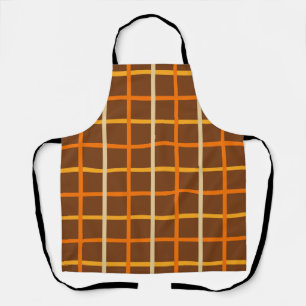 Tablier Automne Plaid Motif en Orange Vert et Brown