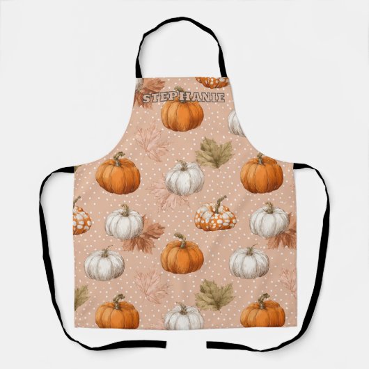 Tablier Automne Rustic Harvest - Citrouille et Feuille (Recto)