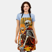 Tablier Automne Skeleton Café Break Design (Porté)