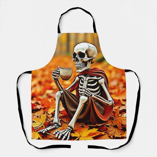 Tablier Automne Skeleton Café Break Design (Recto)