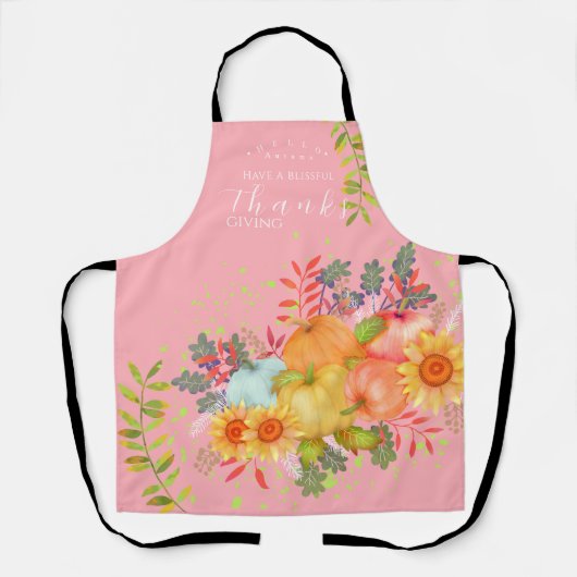 Tablier Automne Thankgiving rose (Recto)