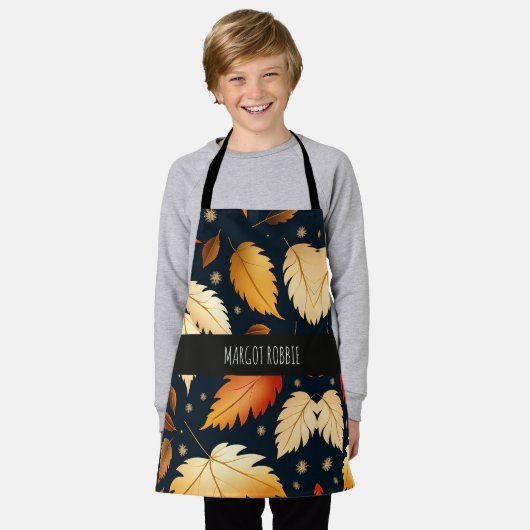 Tablier Automne tombant feuille Orange Retro Motif (Porté)