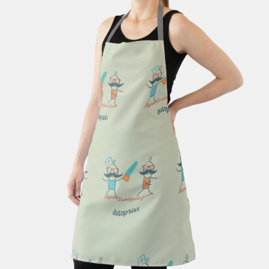 Tablier Autopsist Médicale Humour with Mustache Characters (Insitu)