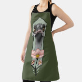Tablier Autruche Rose Fleurs Vert Olive Art Déco (Insitu)