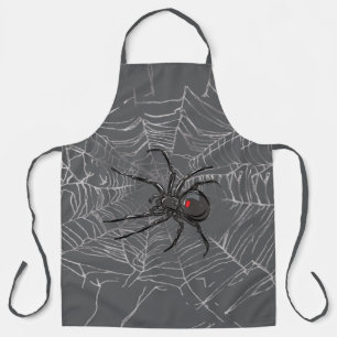 Tablier avec dessin d'araignée veuve noire et toil