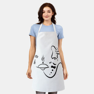 Tablier avec dessin de visage abstrait