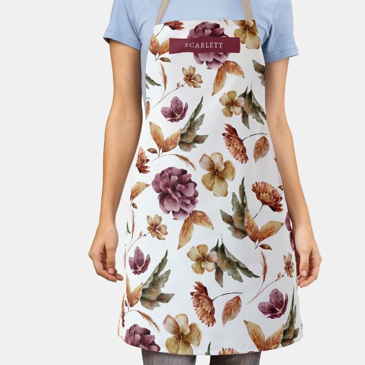 Tablier avec impression de fleurs d'automne