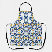 Tablier Avec 💛 initial 💙 bleu et jaune Azulejos (Recto)
