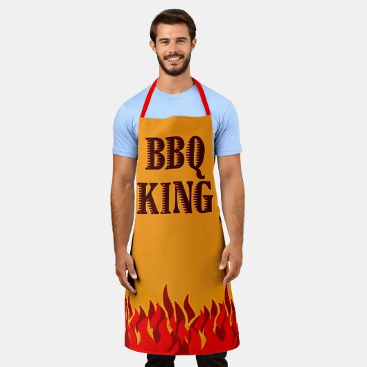 Tablier avec la phrase BBQ King Red Flames Cookout (Porté)