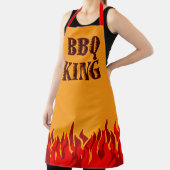 Tablier avec la phrase BBQ King Red Flames Cookout (Insitu)