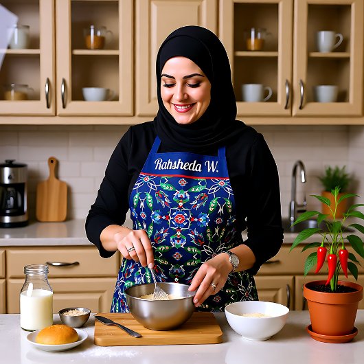 Tablier Avec le nom 💙 Beau Bleu Iznik tuiles turques