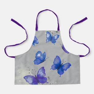 Tablier avec monogramme papillon bleu violet