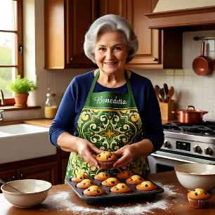 Tablier Avec son nom 💚 💛 olivier et jaune Azulejos