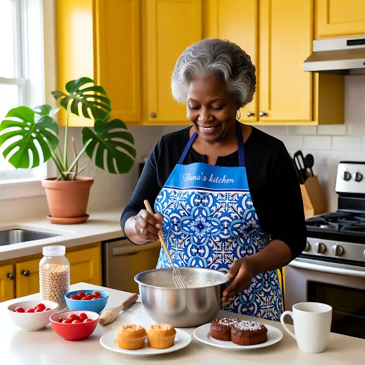 Tablier Avec texte 💙 🤍 Beau Azulejos Méditerranéen