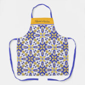 Tablier Avec texte 💙 💛 Beau bleu et jaune Azulejos (Recto)