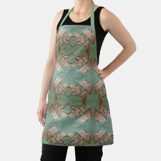 Tablier avec vert et feuille de Gingko en cuivre (Insitu)