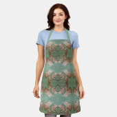 Tablier avec vert et feuille de Gingko en cuivre (Porté)