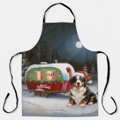 Tablier Aventure de Noël en caravane avec un bouvier berno (Recto)