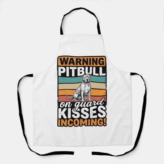 Tablier Avertissement Pitbull Bisous à venir Design de chi (Recto)