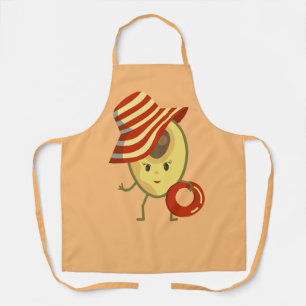 Tablier Avocado beach girl avec casquette de soleil et ann