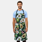 Tablier Avocados Floral aux papillons Noir (Porté)