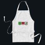 Tablier Avocat d'amour de paix<br><div class="desc">Un joli signe de paix, coeur et un cadeau vert d'avocat. Présent mignon pour les personnes qui aiment le guacamole.</div>