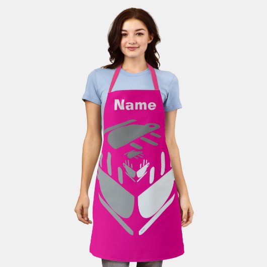 Tablier Avoir Une Coupe De Java PERSONNALISER Hot Pink (Porté)