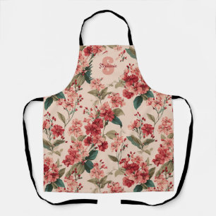 Tablier Azalée rose vintage motif floral - Classique