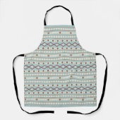 Tablier Aztec Forme Gros Motif Rusts Crème Turquoise-Bleu (Recto)