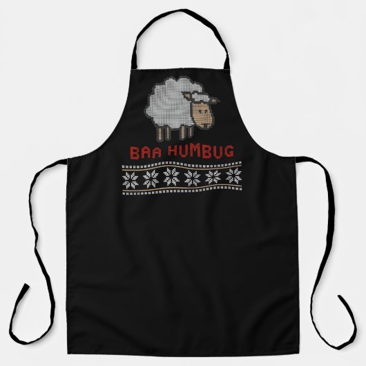 Tablier Baa Humbug Sheep de Noël | Style de pull moche (Recto)