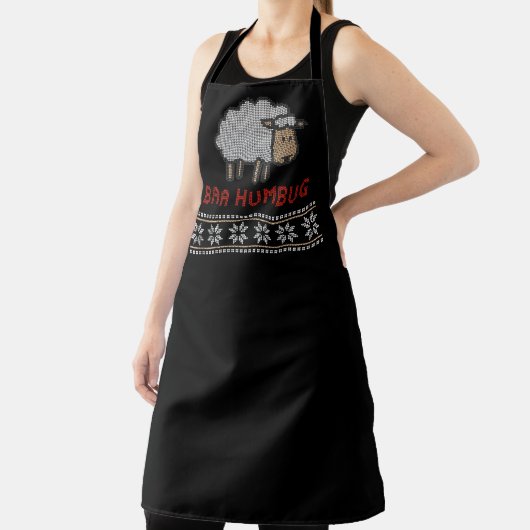 Tablier Baa Humbug Sheep de Noël | Style de pull moche (Insitu)
