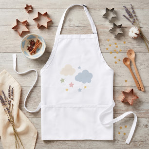 Tablier Baby Shower Nuages Pastels et Étoiles